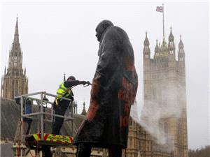 UK police arrest man after Churchill statue sprayed with graffiti